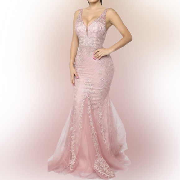 Fashion Nova Elegant Lace & Sequence Rose Dress - Picture 2 of 12